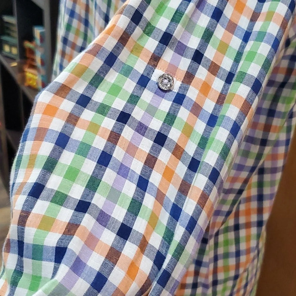 Jared Lang multicolored plaid long sleeve tab convertible shirt - Picture 3 of 6